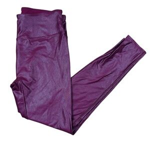 NWT Satiny Burgundy Shimmer Wet Look Tights Leggings Yoga Pants Women’s Size XS